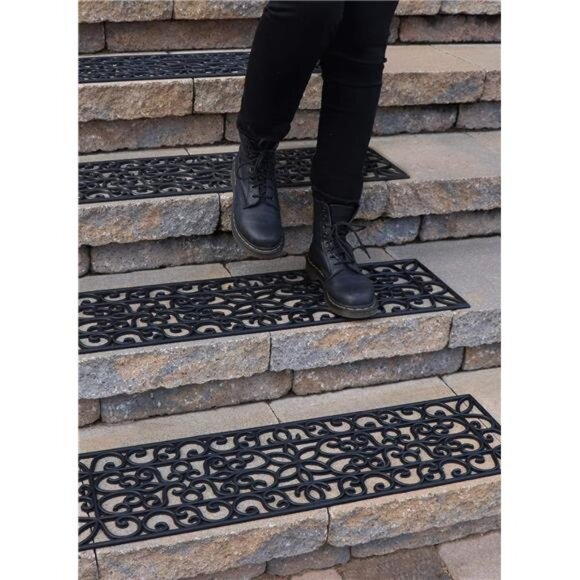 Rubber Stair Treads Non-Slip Outdoor 35”x10” (5-Pack) – Anti-Slip Step Mat